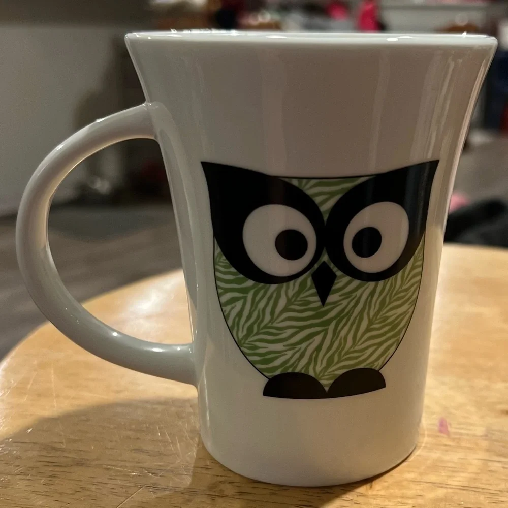 Tara Reed Designs Green Owl Mug Retro Style Kawaii